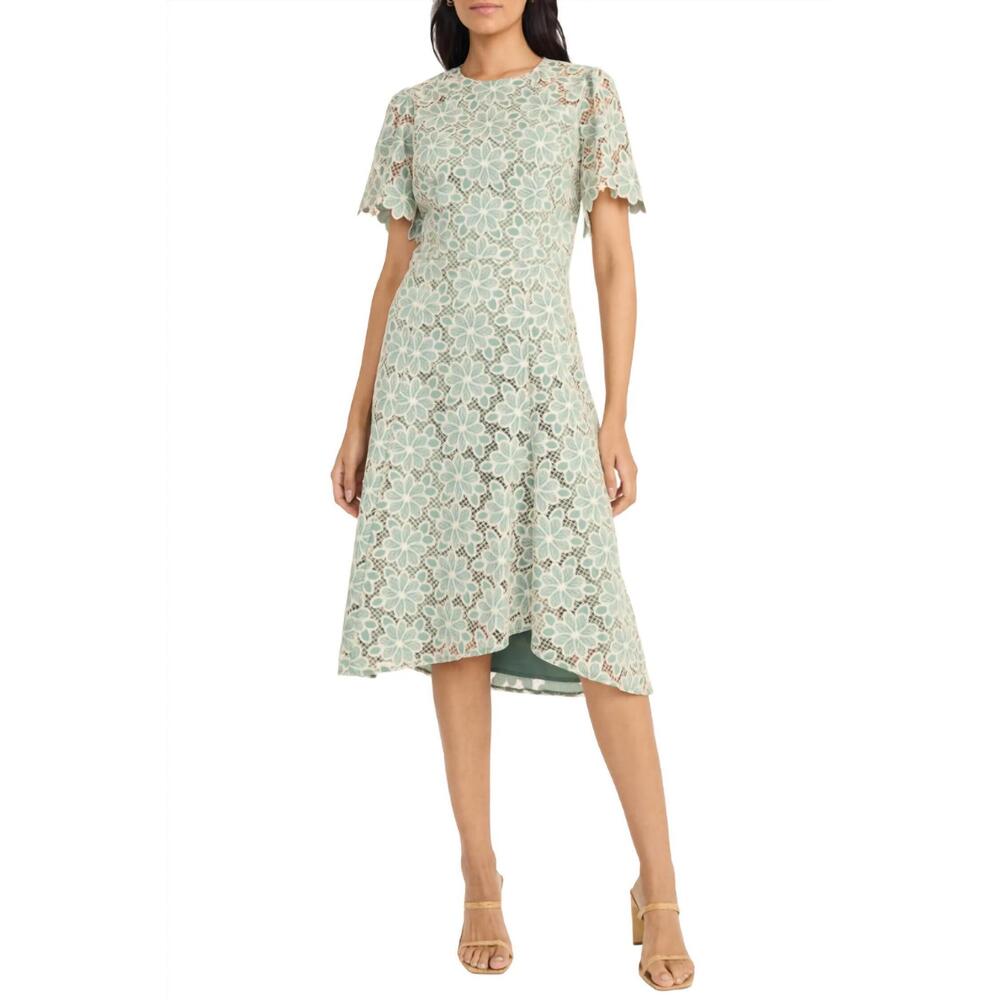 NEW MAGGY LONDON annabel floral lace asymmetrical dress in sage